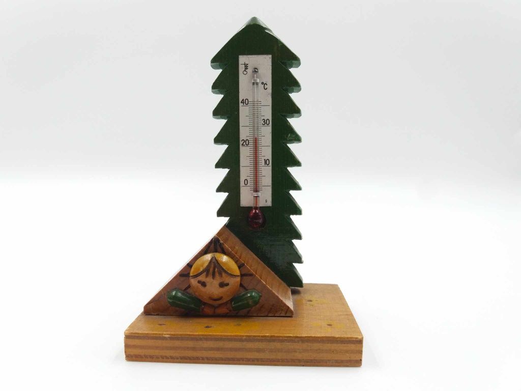 Ciekawy drewniany termometr pamiątka PRL