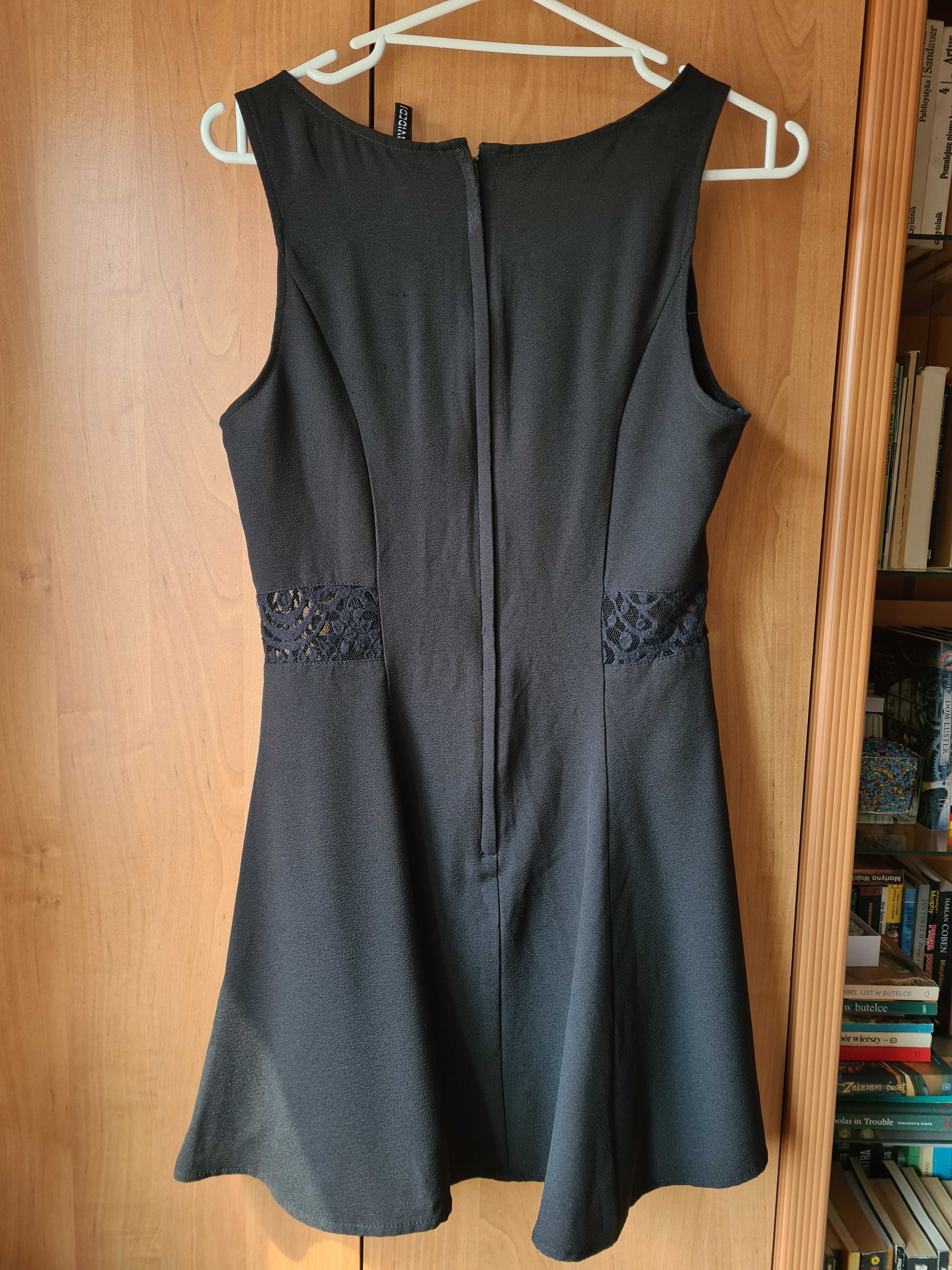 Elegancka czarna sukienka z koronką, H&M, 40/L