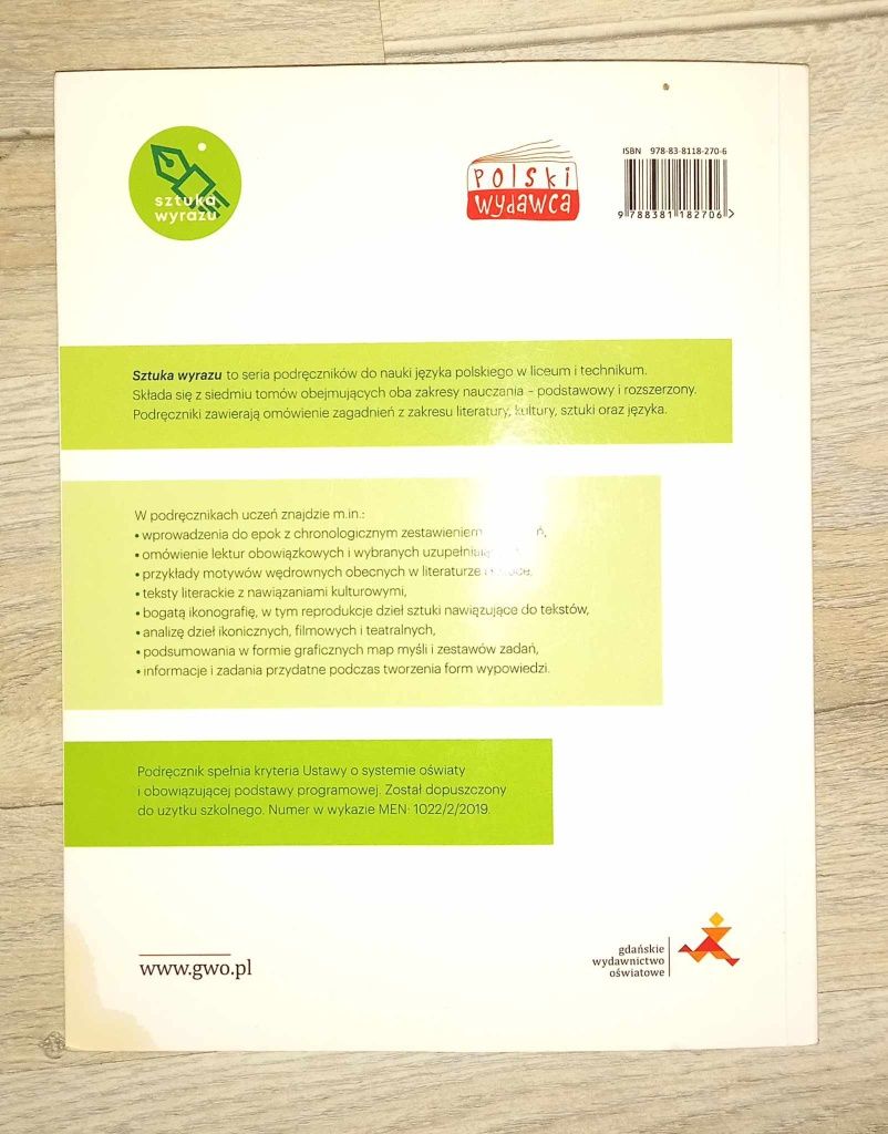 podręcznik do j.Polskiego do klasy.1 cz 1 i 2 " SZTUKA WYRAZU