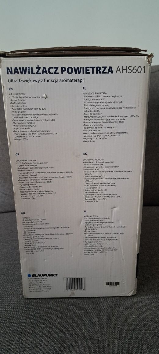 Nawilżacz powietrza ahs601 ultradźwiękowy