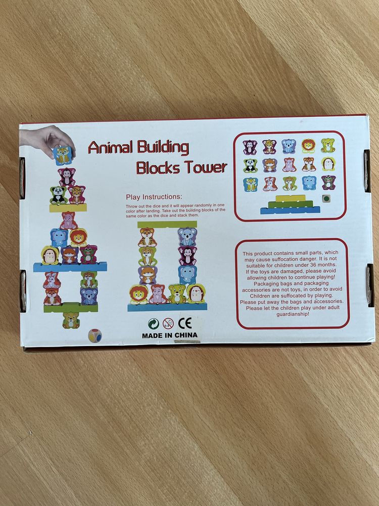 Деревʼяна логічна гра  Bambi Animal building blocks tower