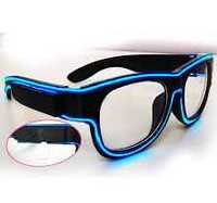 Okulary Imprezowe podświetlane ładowane USB Niebieskie Zerówki (E)
