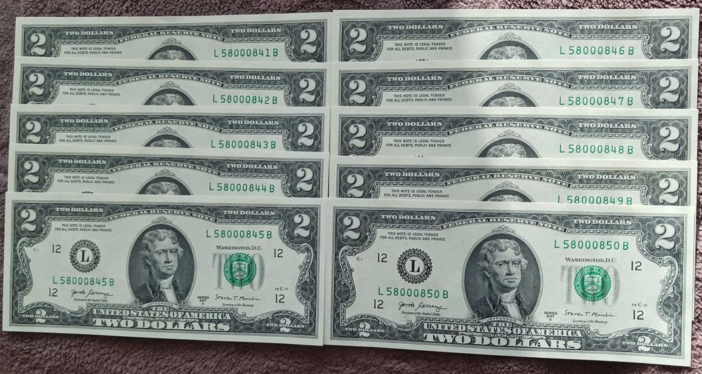 10 x 2 $ USA T. Jefferson 2017 r. men."L"-San Francisco - seria"A"