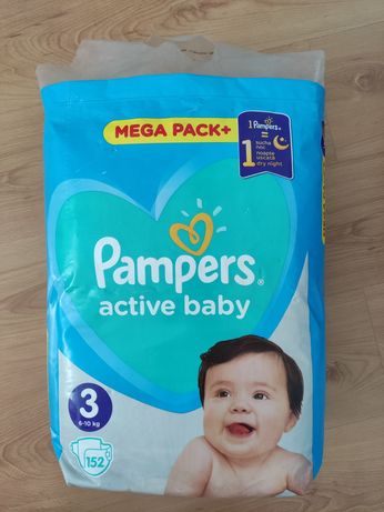 Pampers active baby 3 nowe 152 szt pieluchy pampersy