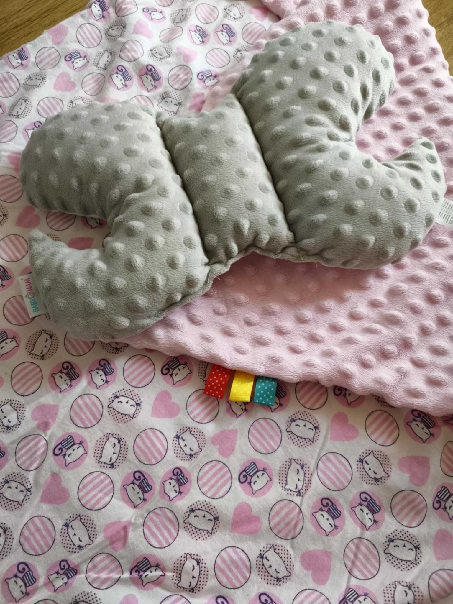 Kołderka, kocyk minky dla dziewczynki + poduszka motylek nowa