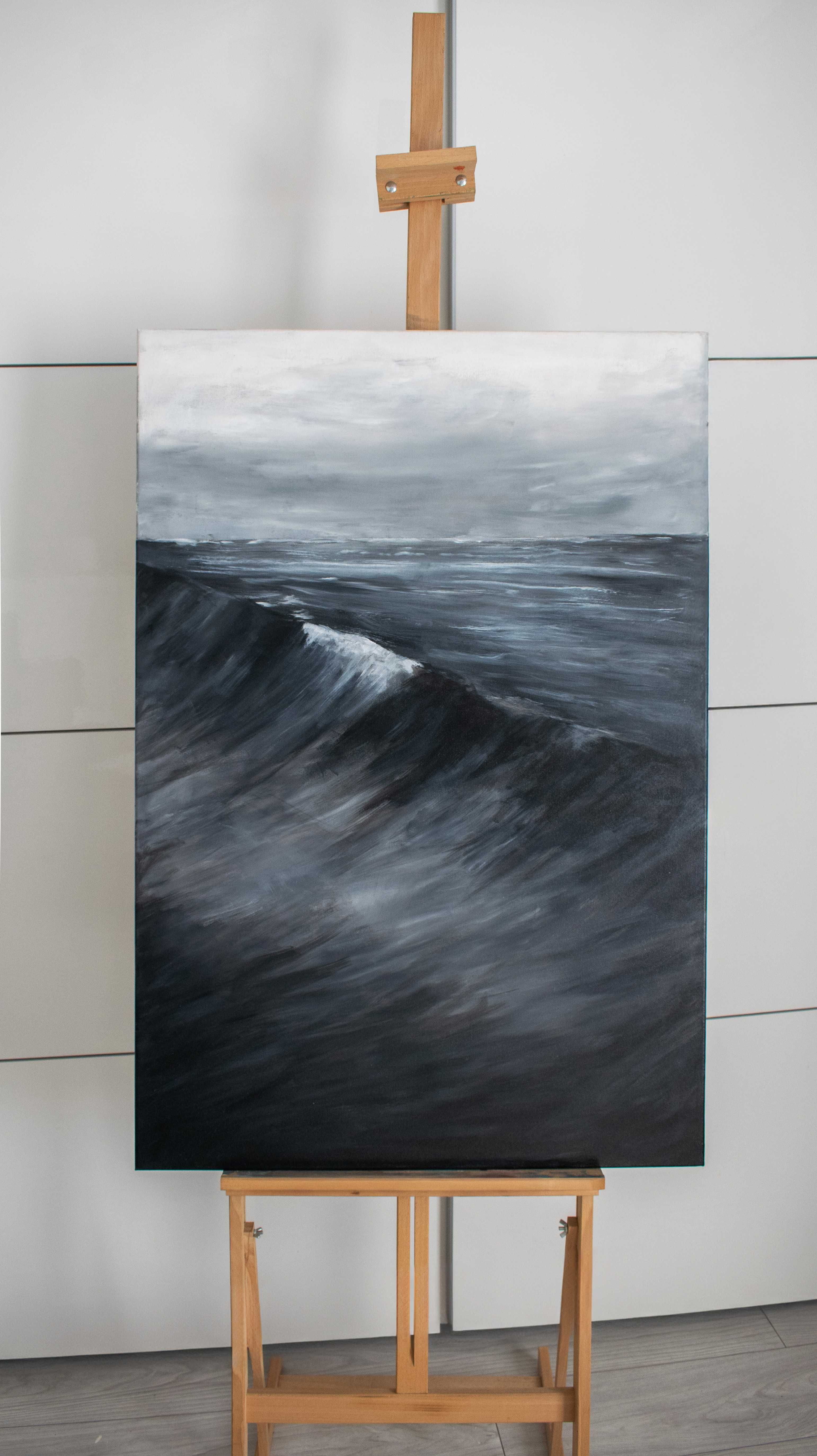 Obraz akrylowy czarno-biały morze ocean 70x100 cm