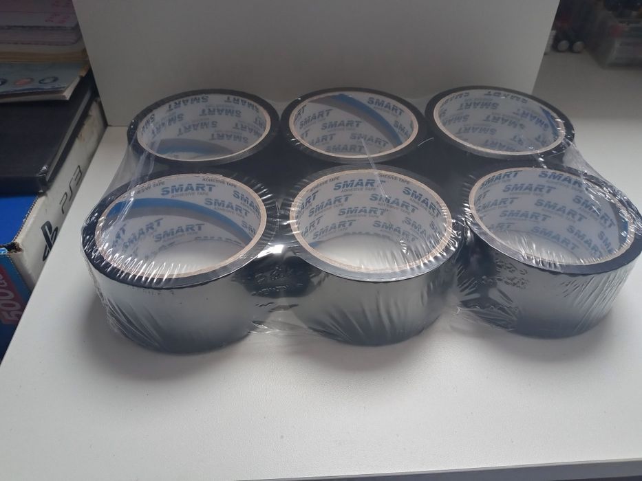 Taśma klejąca do pakowania 6sztuk czarna Smart