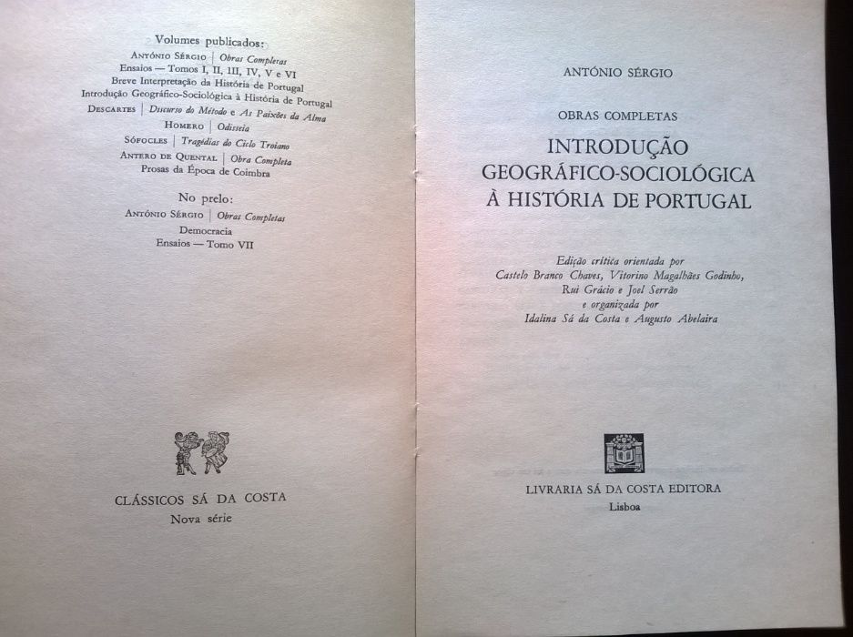 António Sérgio - Introdução Geográfico-Sociológica à História de Port.