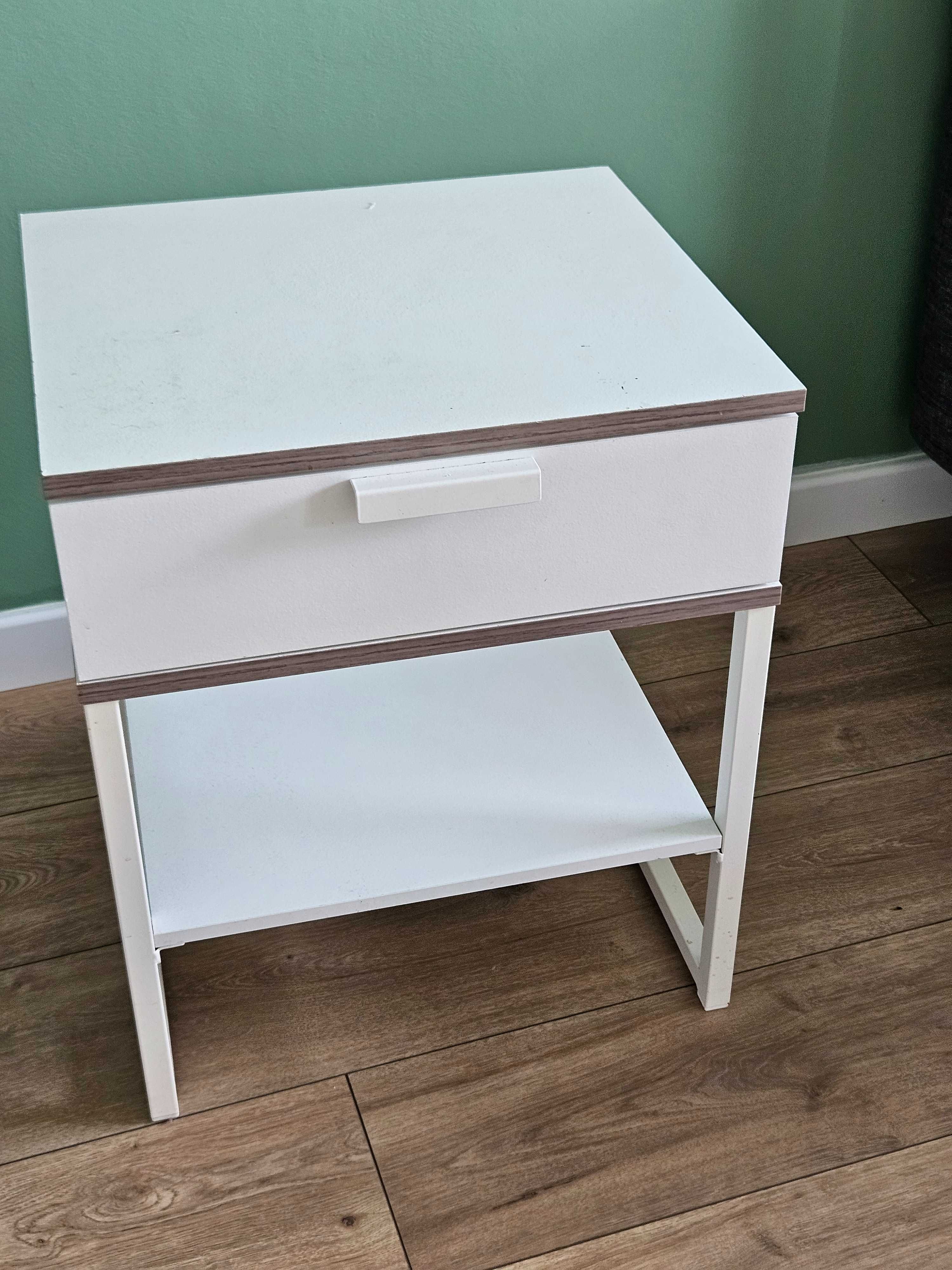 Szafka stolik nocny biała jak ikea z szufladą i półką