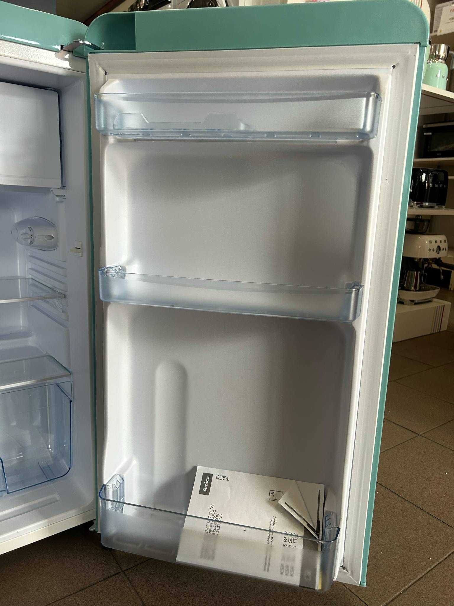 Lodówka Amica RETRO TURKUSOWA 89 cm wys. NOWA