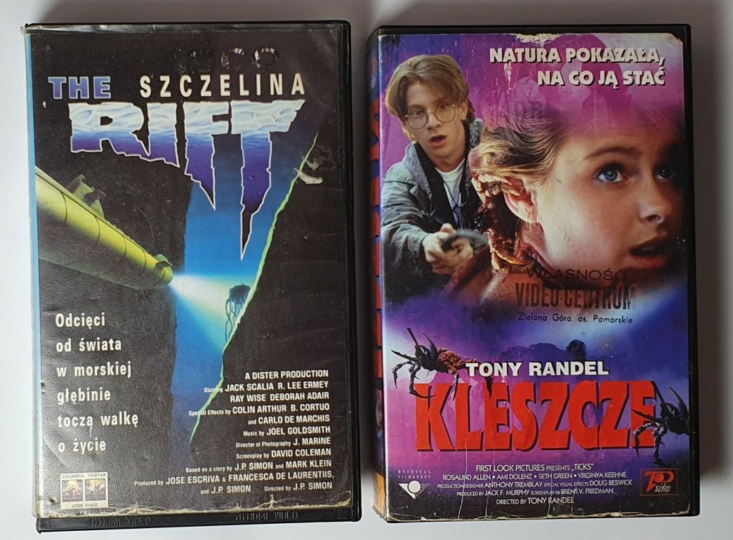 Zestaw 2 kaset VHS "Rift Szczelina" "Kleszce" lektor PL