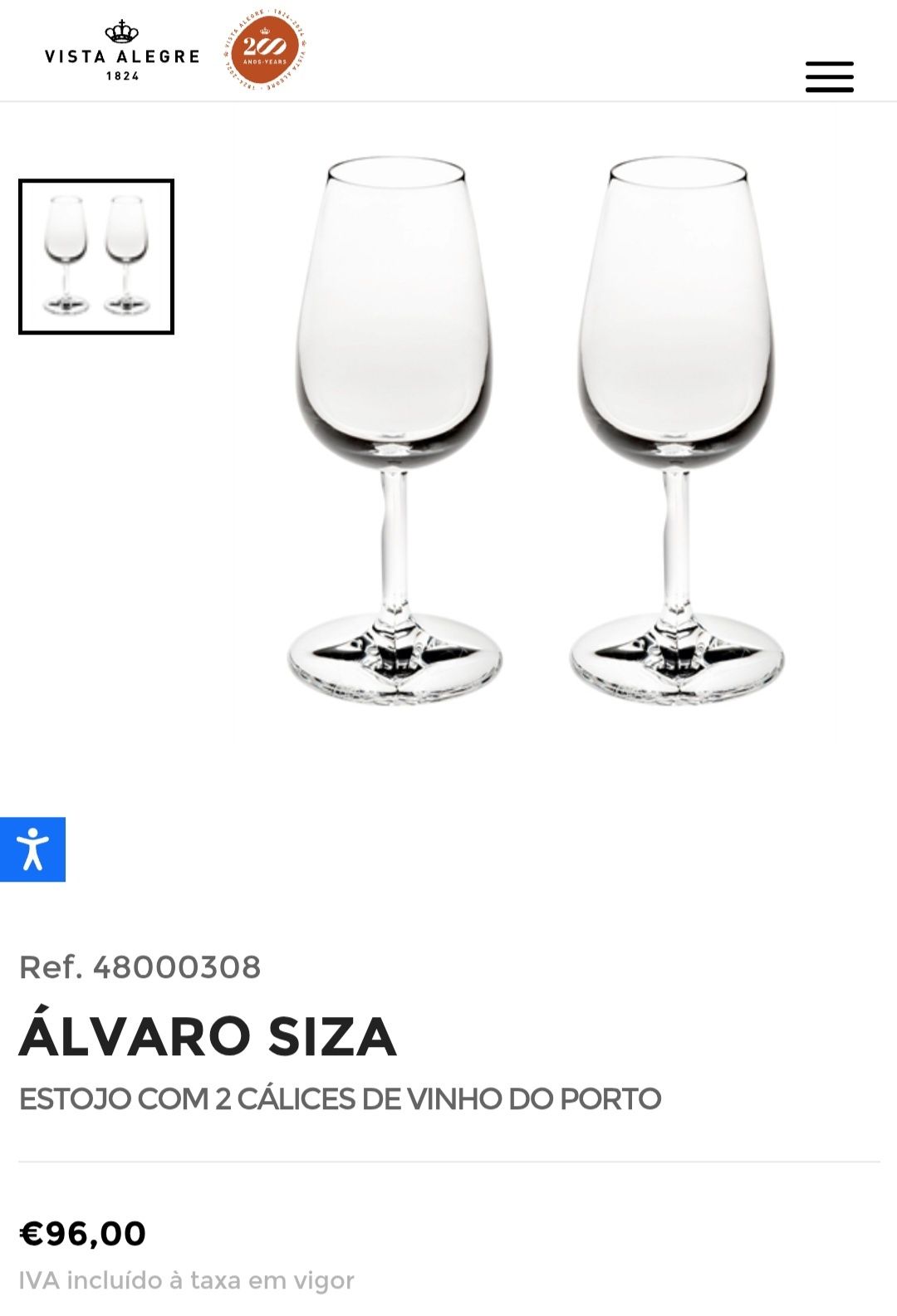 Decantador + Copos de vinho do Porto 'Álvaro Siza' "Vista Alegre"