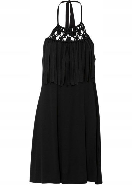 AF5939 sukienka z frędzlami czarna sexy r.48/50