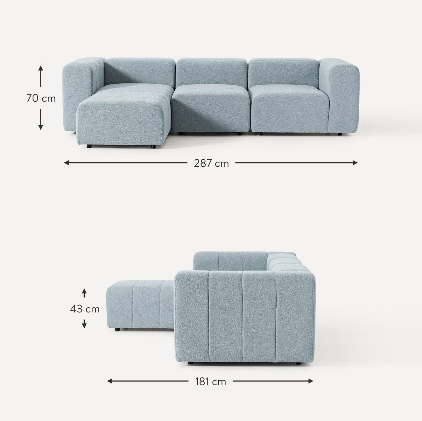 Sofa modułowa Boucle z pufem Lena 4-osobowa