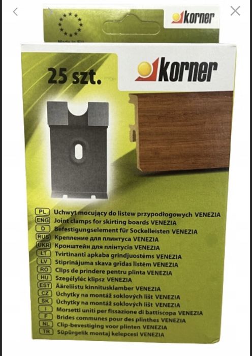 Uchwyt montażowy do listwy przypodłogowej venezia 25szt