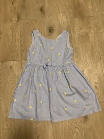 Sukienka niebieska, paski, cytrynki r. 110 H& M