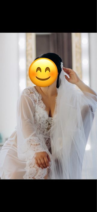 Білий халат,накидка,пенюар на ранок нареченої