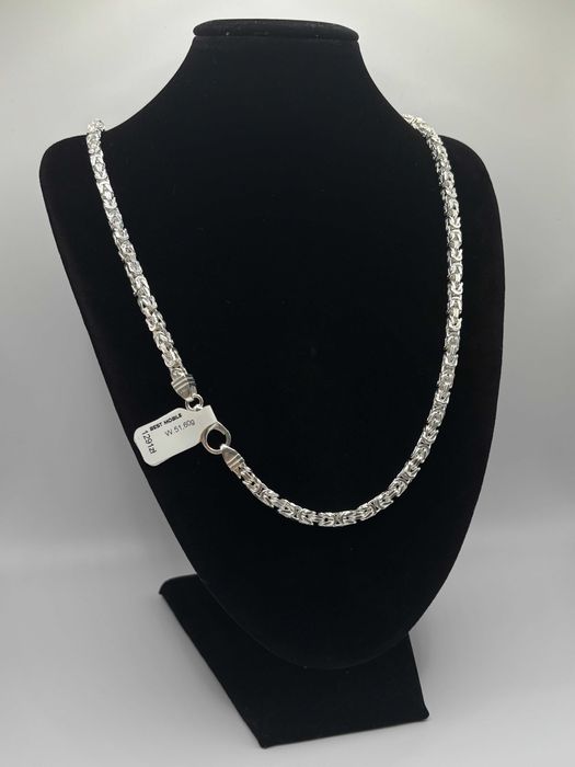 Piękny Nowy Srebrny Rodowany Łańcuszek P. 925, W. 51,60g, NR 270 KRZY