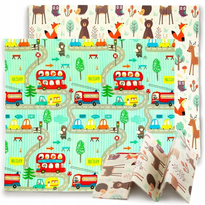 Mata Piankowa Składana Dla Dzieci Edukacyjna Dwustronna 200x180 Torba