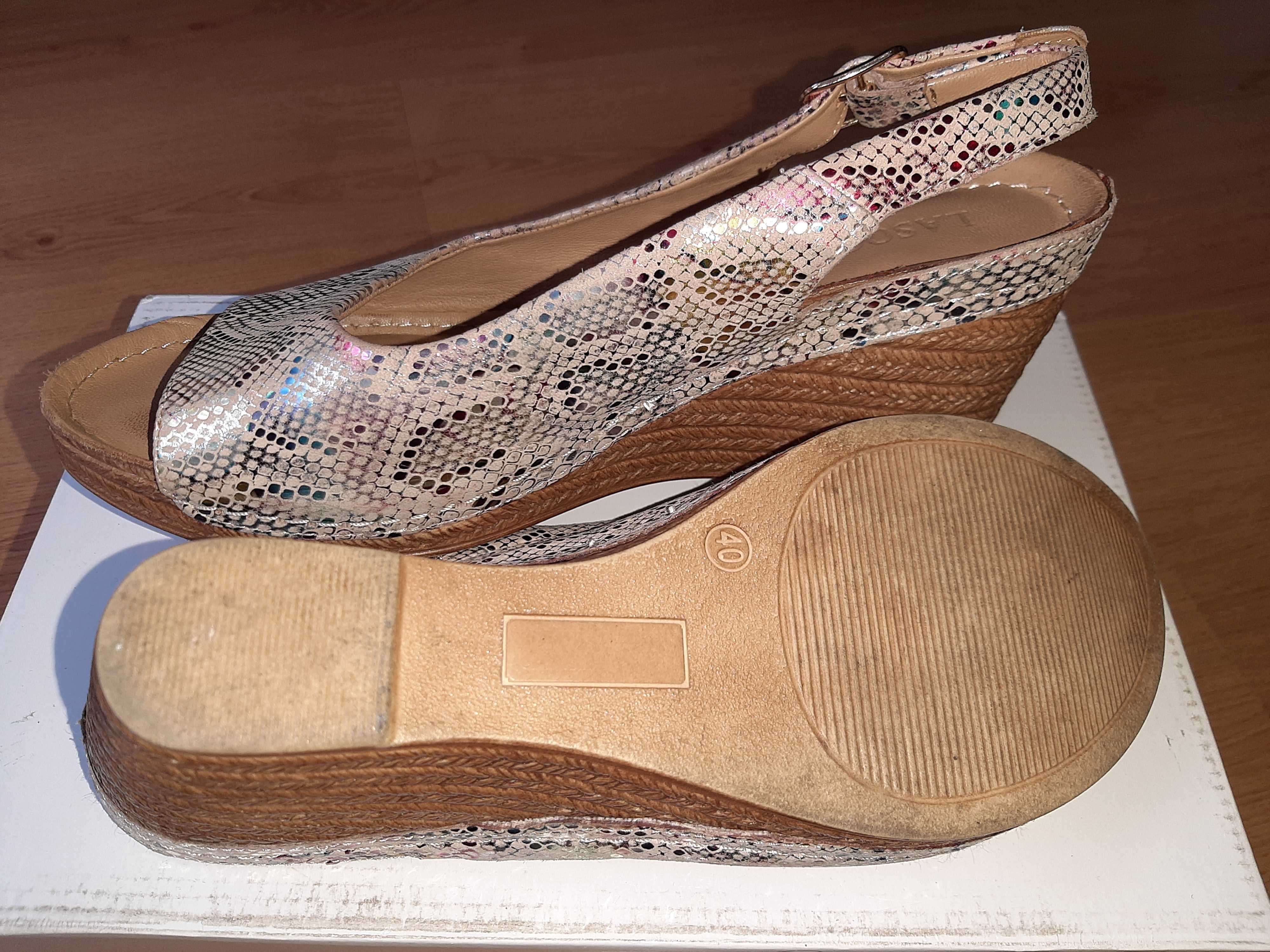 Sandały buty na koturnie skóra Lasocki r.40