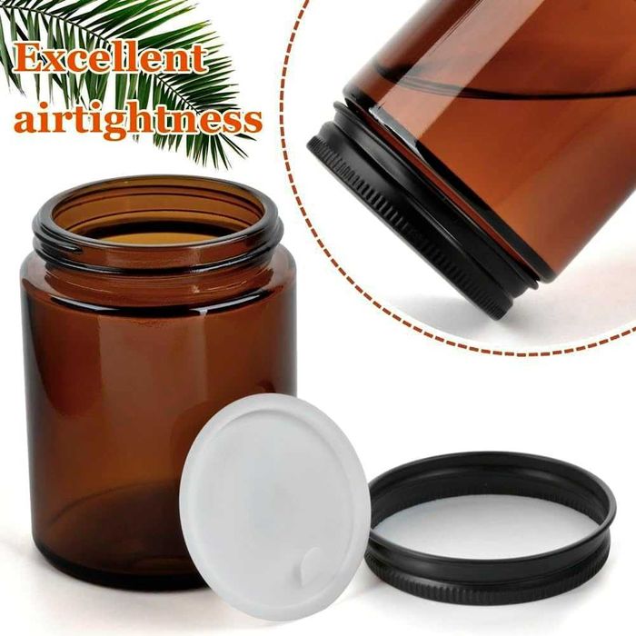 Słoik do kosmetyków ,świec ,brązowe szkło z metalową pokrywką 8szt
