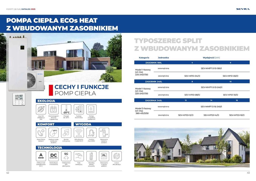 Pompa Ciepła 16 kW SEVRA Ecos Heat 16kW z zasobnikiem CWU 240L ALL-IN-