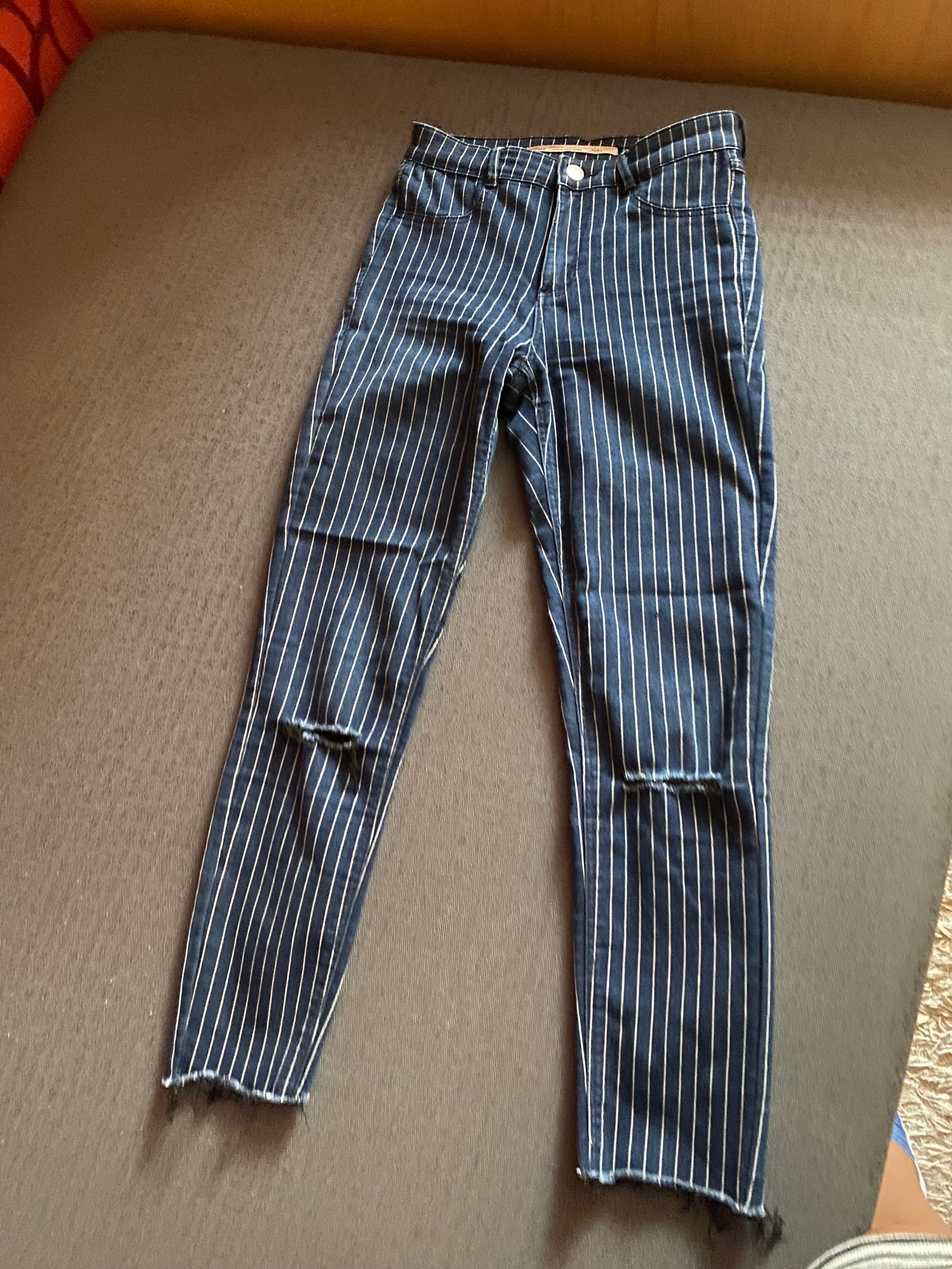 Zara spodnie granatowe rurki 36