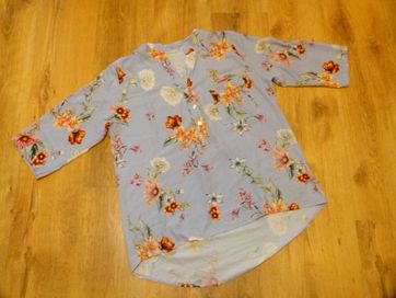bluzka koszulowa koszula turkusowa w kwiaty rozm 42 XL