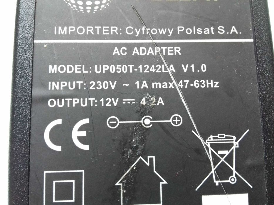 Zasilacz DC 12V - 4,2A = 50,4W, 5,5mm x 2,1mm Cyfrowy Polsat UP050T-12