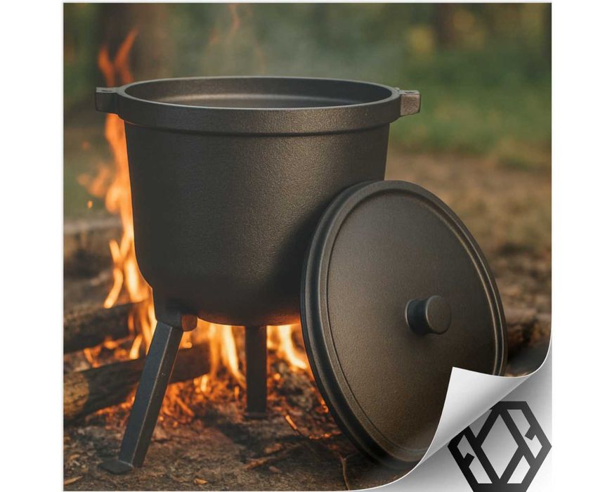 Kociołek Żeliwny 8L Myśliwski Garnek Węgierski Na Ognisko Grill