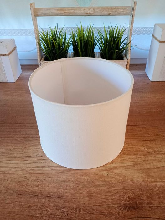 Abażur tekstylny cylinder walec - klosz biały płótno 23 cm