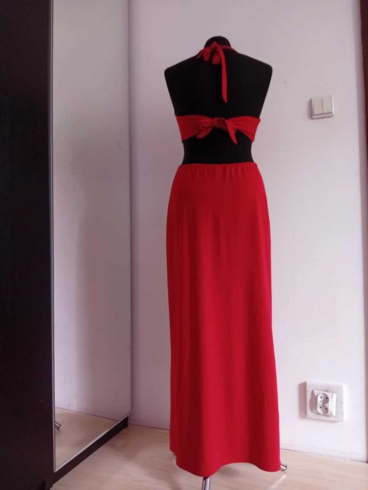 Czerwona długa sukienka Lascana rozm. 38 M bawełna NOWA