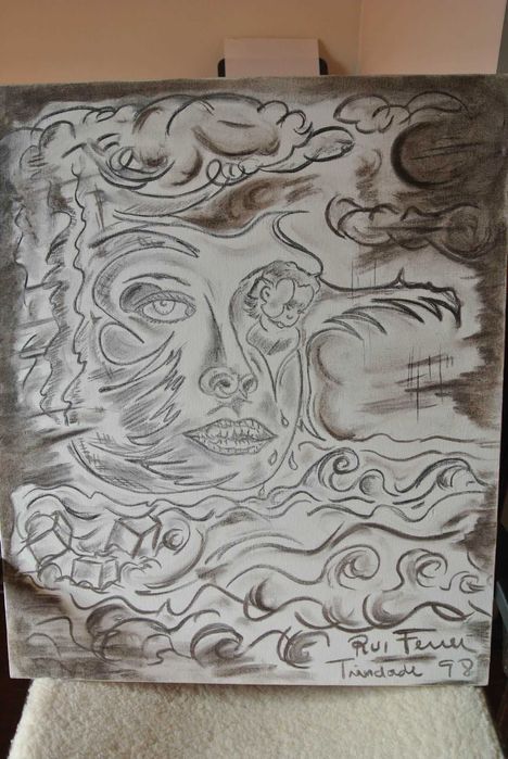 Quadro carvão - Ânsia de mãe