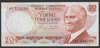 Turcja 20 lirasi 1970 / 1986 - Mustafa Kemal - stan bankowy UNC