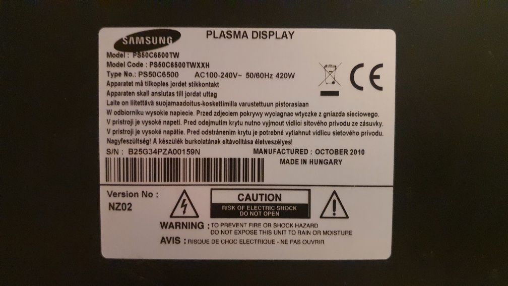 Telewizor plazmowy 50" Samsung PS50C6500TW