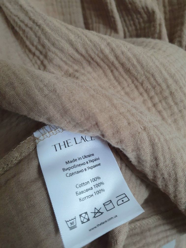 Жiночa сукня міні з мусліну з поясом капучино The Lace