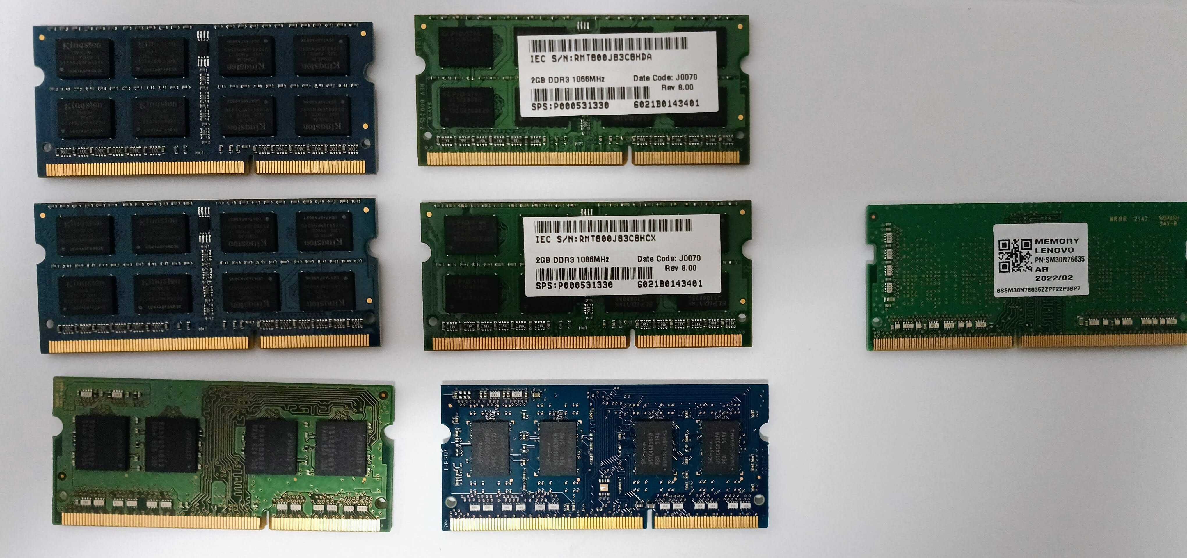 Memórias RAM SO-DIMM, DDR3 (2Gb, 4Gb) e DDR4 (4Gb)