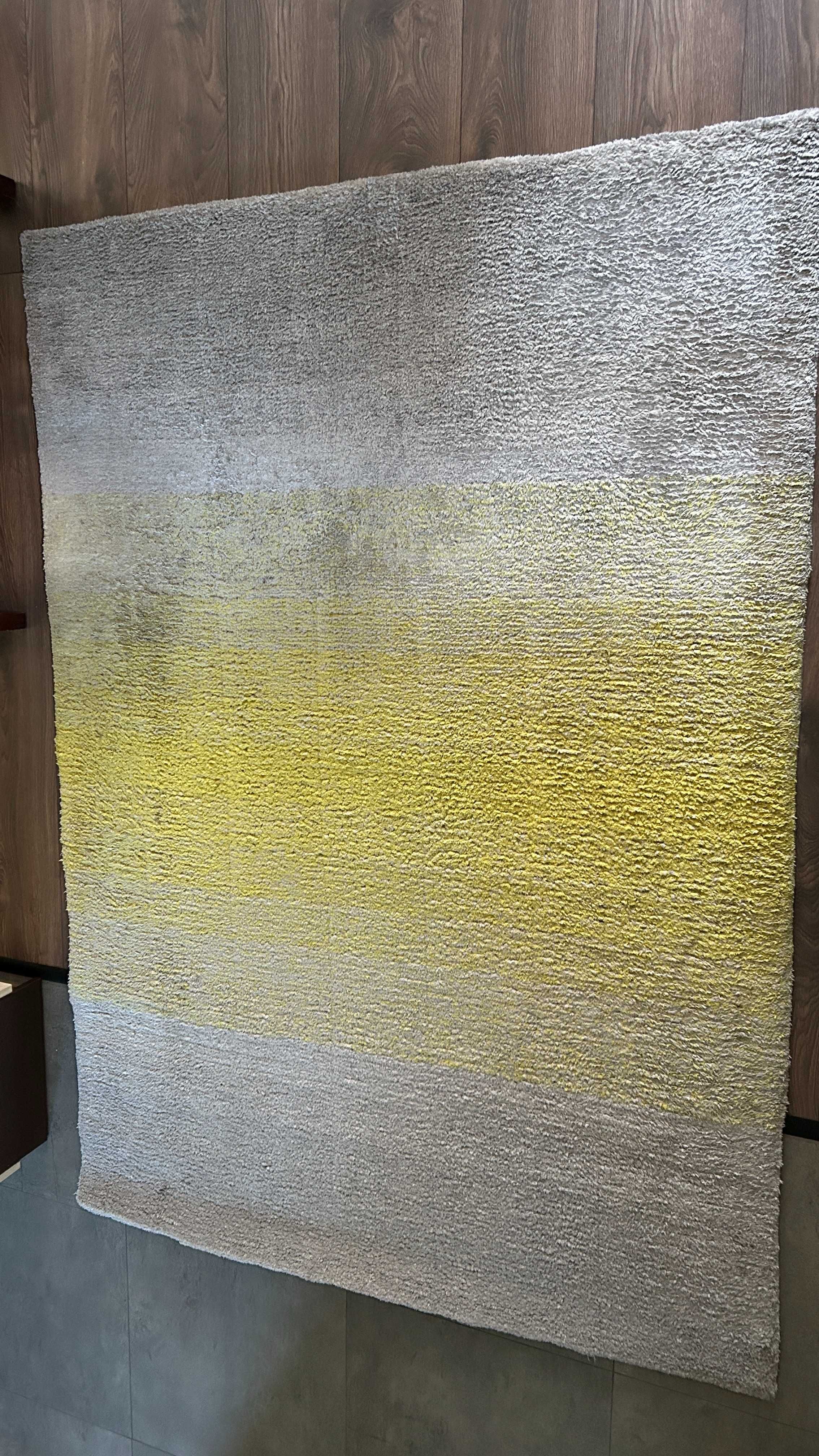 Dywan shaggy szaro żółty, 228x163