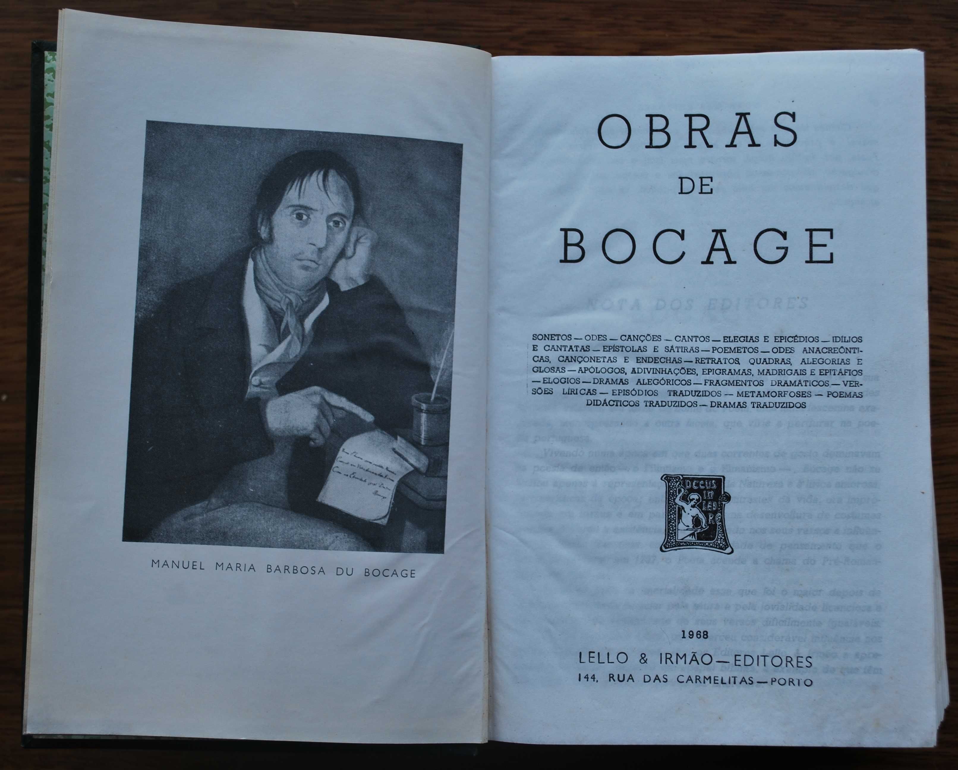 Obras do Bocage - 1.ª Edição 1968 da Lello & Irmão