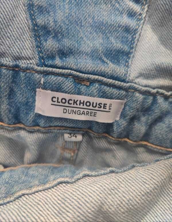 Jeansowe ogrodniczki Clockhouse 34/36 ponadczasowe