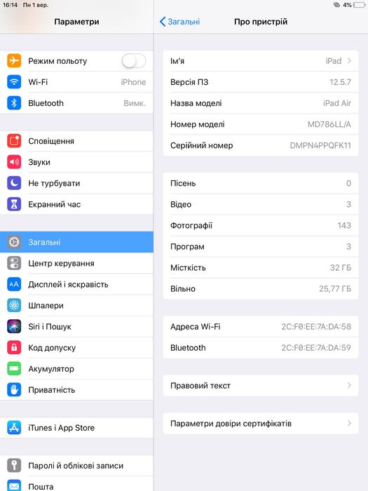 Планшет iPad Air 32gb
