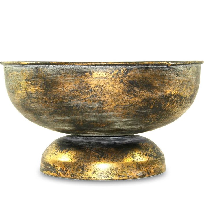 Osłonka Na Doniczkę Złota Mała Postarzana Okrągła Metalowa 102496