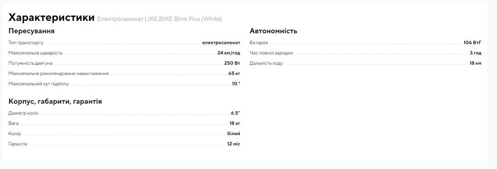 Електросамокат Like.Bike Blink Plus (White)