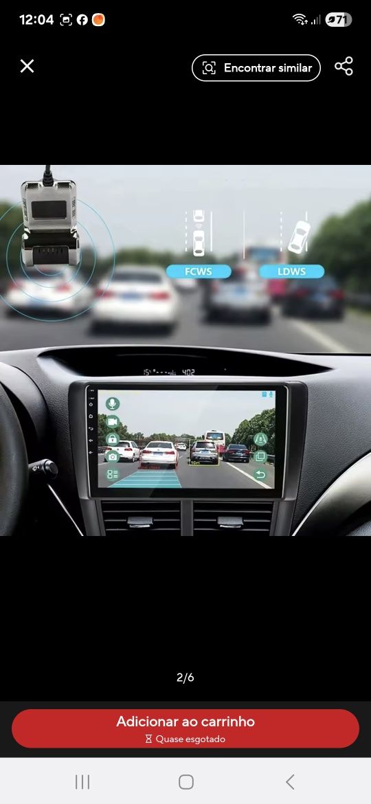 Câmara frontal dvr adas full hd 1080p