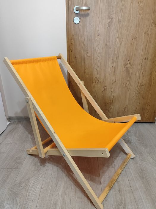 Nowy Nieużywany Drewniany Leżak Plażowy Zielony