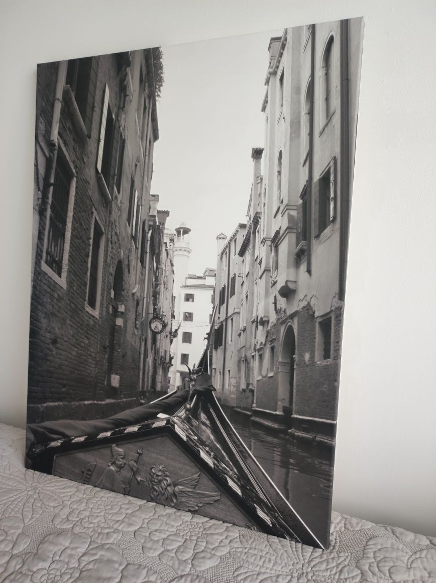Wenecja czarno - biały obraz, wydruk na płótnie 60x80 cm