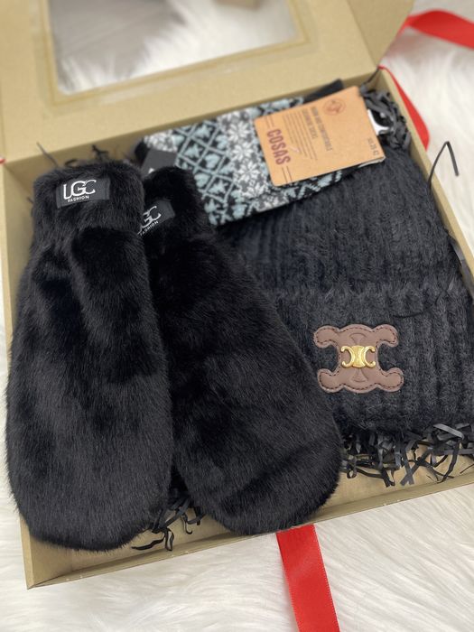 box prezentowy prezent na mikołaja rękawiczki czapka zestaw