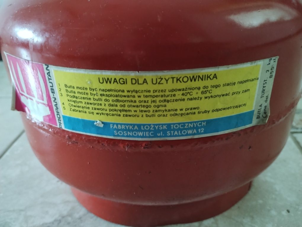 Butla gazowa turystyczna czerwona PRL 2 kg