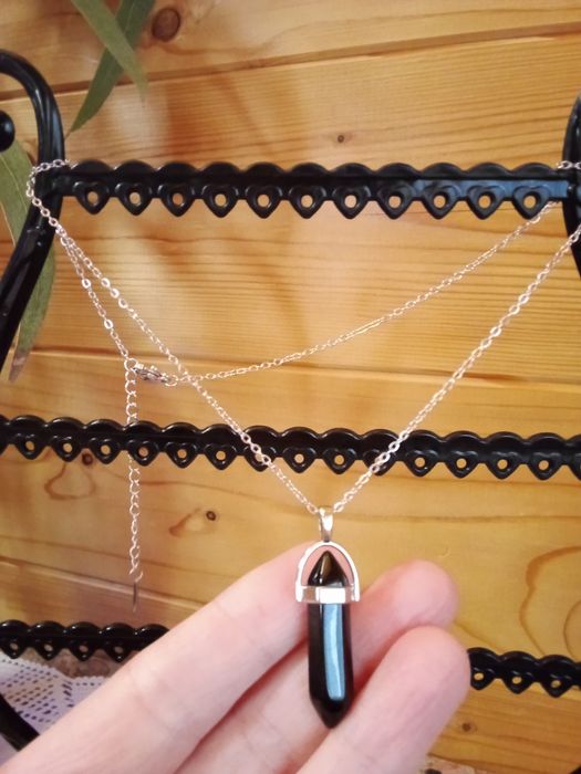 Colar Cristal Quartzo ou Obsidiana - Novos