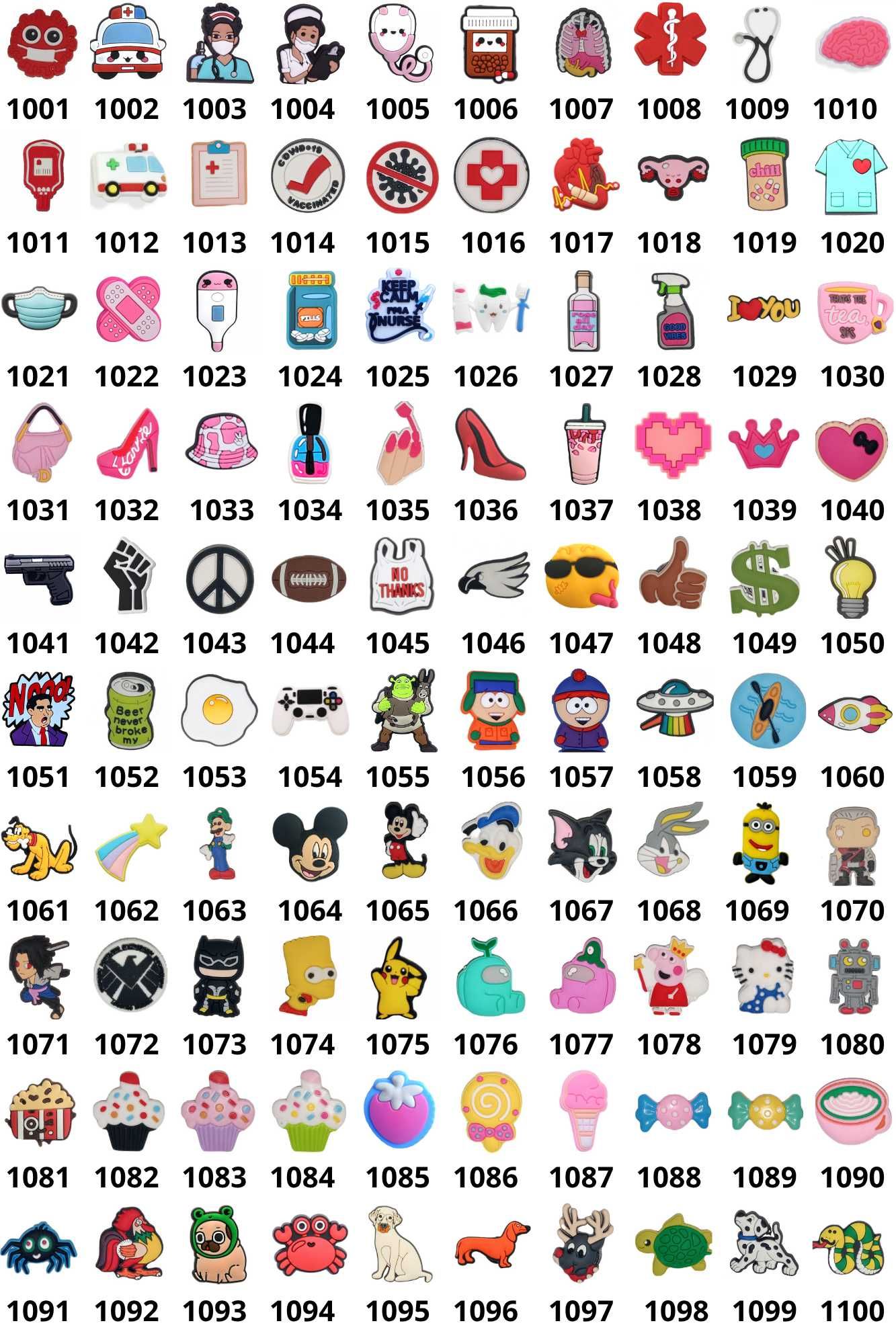 АСОРТИ 5-10 шт Джибитсы Jibbitz для кроксов Украшения для обуви Crocs